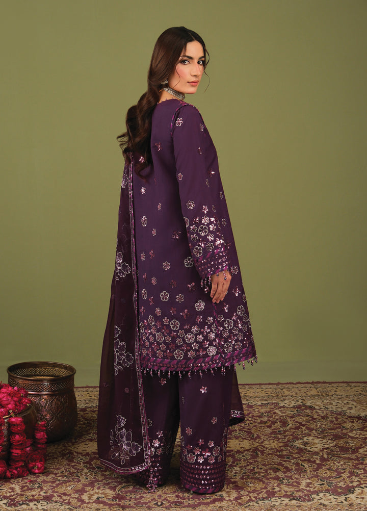 Alizeh Luxe Unstitched Raw Silk Embroidered 3 Piece Suit AFB26UL D-01 Mulbery - Winter Collection