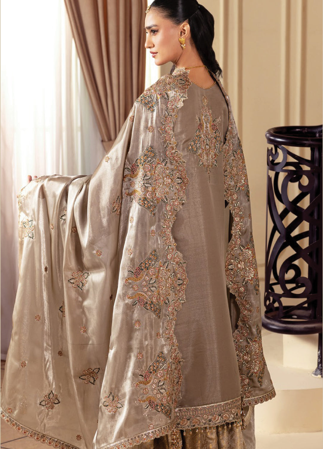 Aaina by Alizeh Unstitched Embroidered Sheesha Silk 3 Piece Suit AF26UASS D-12 ZOYA - Festive Collection