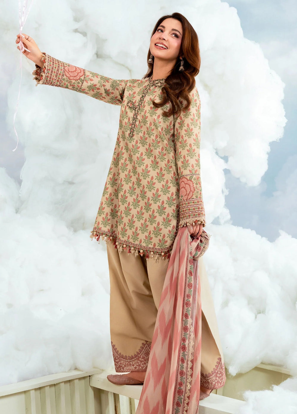 M Basics by Maria B Unstitched Embroidered Lawn 3 Piece Suit MB26SSEL MB-CUSV14-12A - Eid Collection