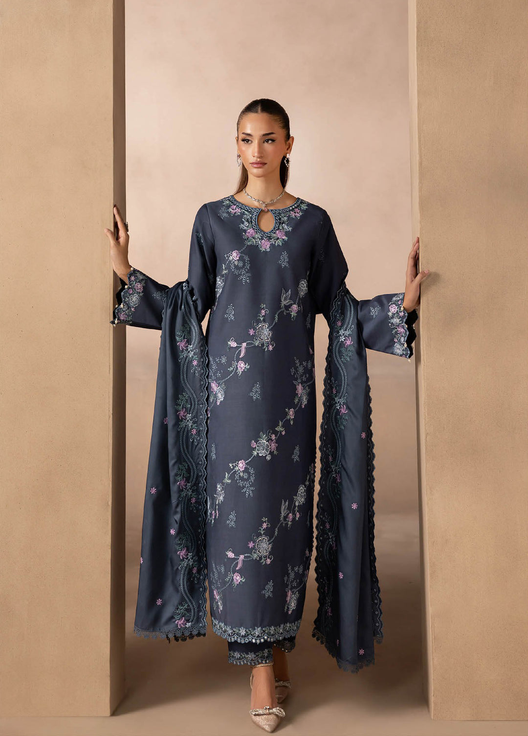 Sareen by Rajbari Unstitched Premium Viscose Chikankari 3 Piece RB25SC D-09 - Winter Collection