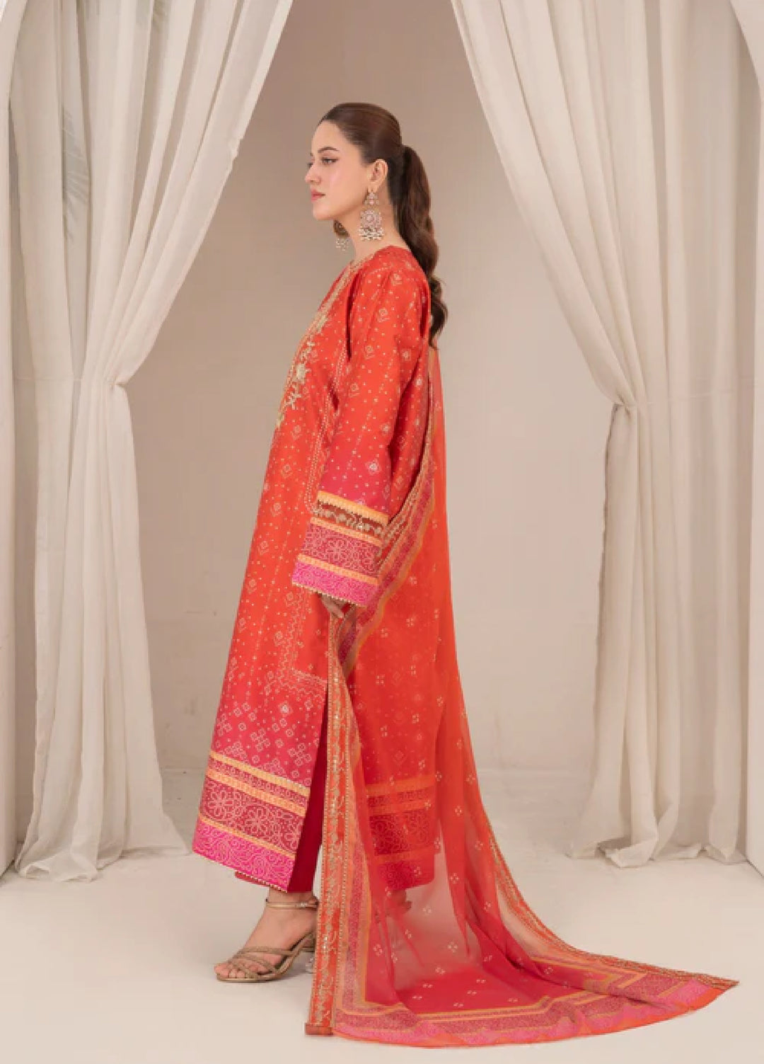 Bandhani by Chandan Nagri Women Pret Embroidered Silk 3 Piece Suit Darya - Formals Collection