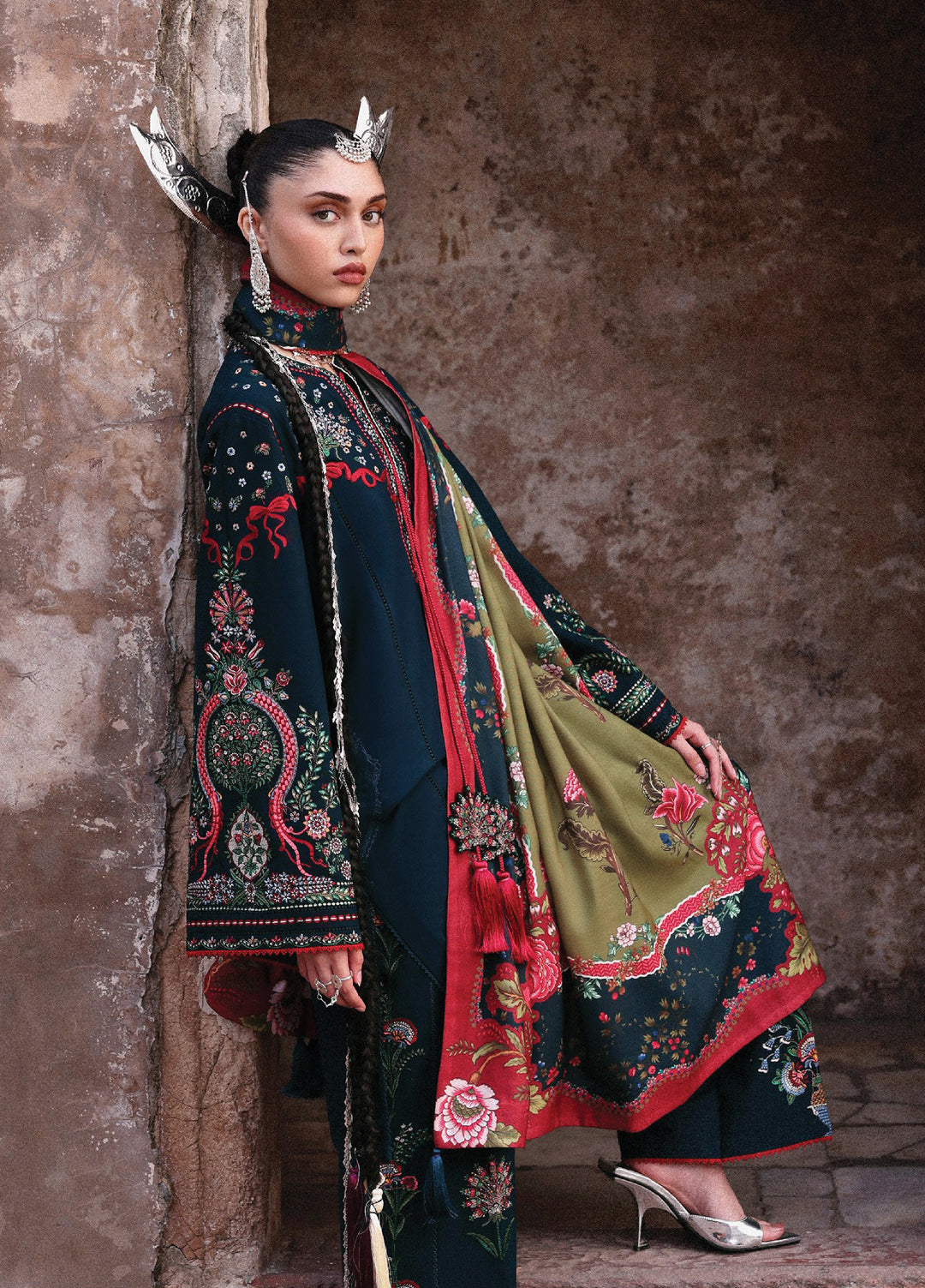 Jugnu by Hussain Rehar Unstitched Khaddar Embroidered Suits 3 Piece HRR25JK Rati - Winter Collection