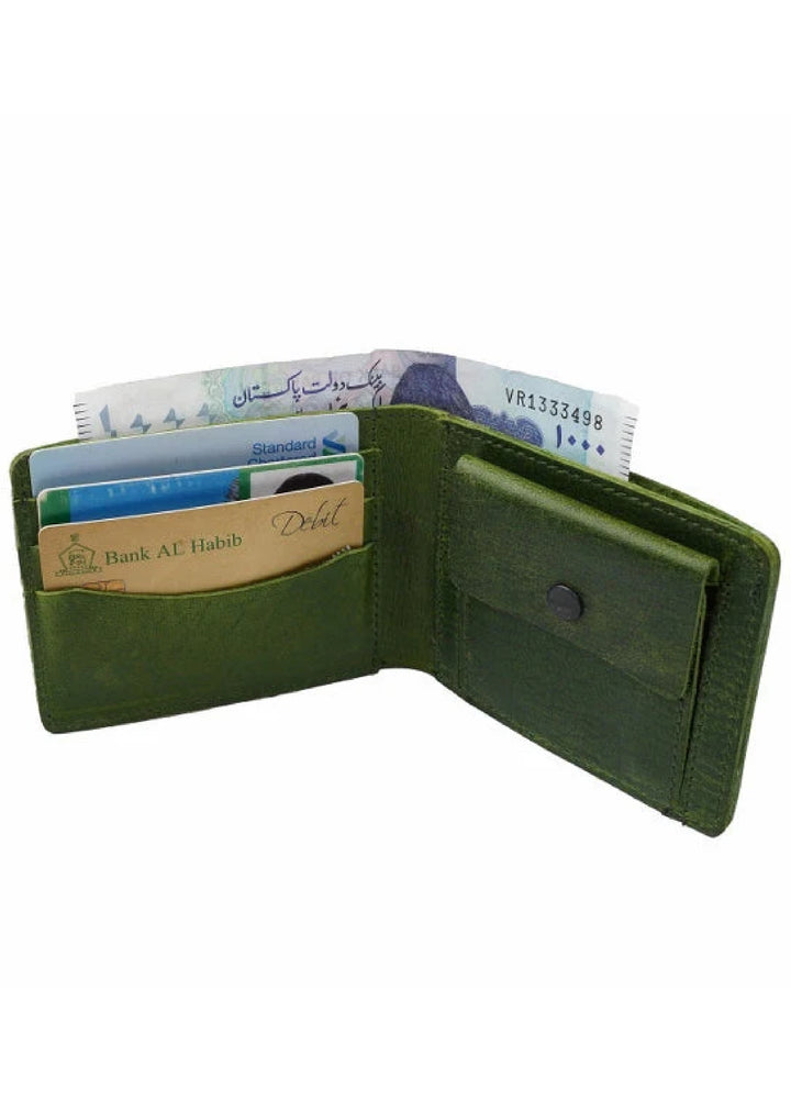 Vintage by Jild Mens Genuine Vintage Leather Wallet-OLIVE GREEN - Wallets Collection
