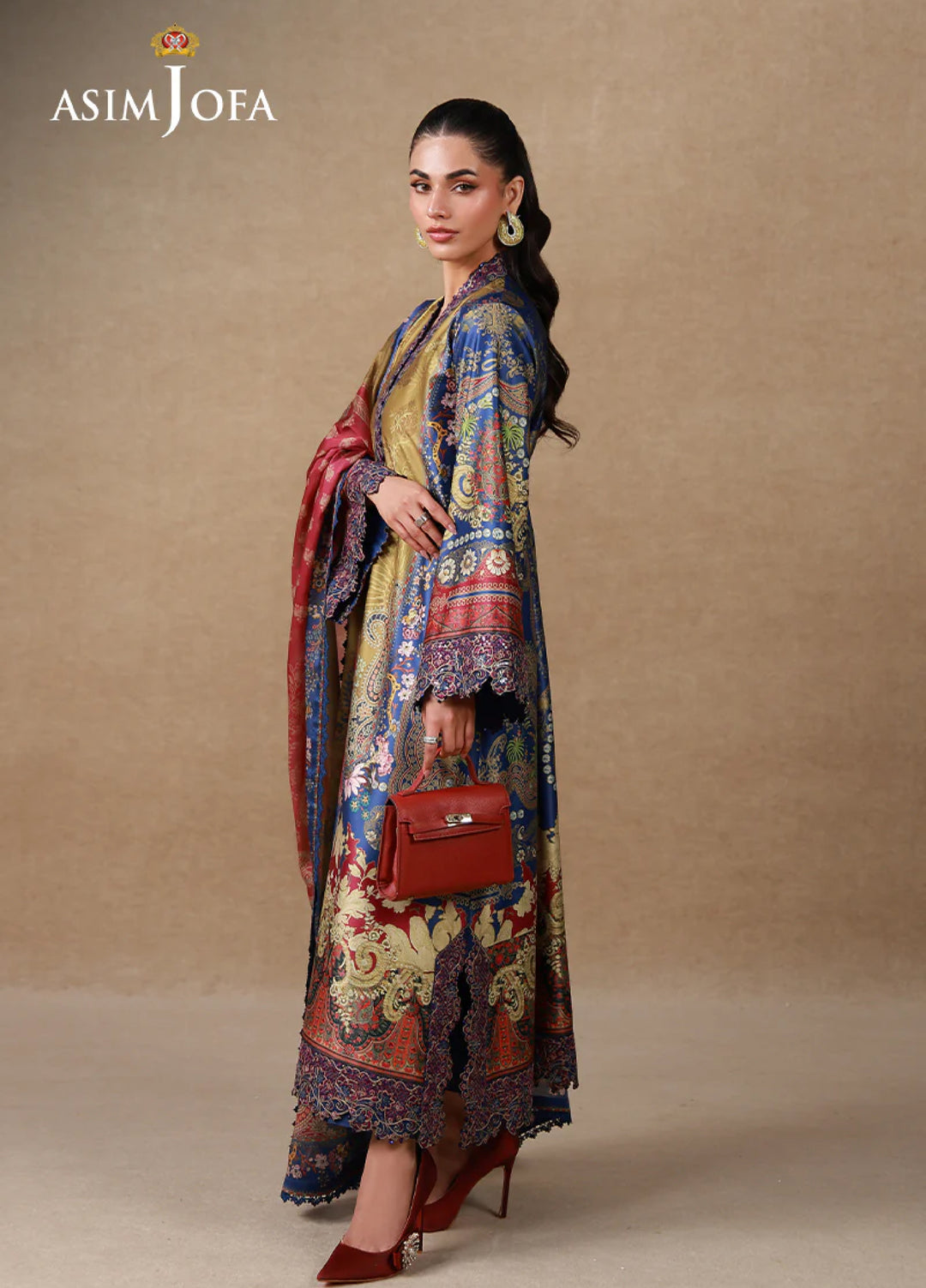 Asim Jofa Unstitched Printed Silk 3 Piece Suit AJ26UPS AJULSC-01 - Casual Collection