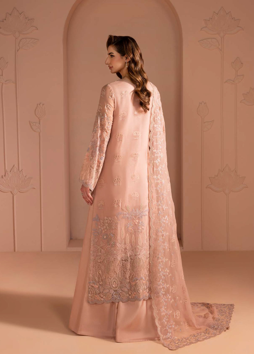 Murawwat by Lavish Premium Unstitched Luxury Chiffon Embroidered 3 peice LV25MC M-07 Blush Petal - Formals Collection