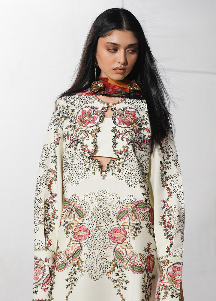 Jugnu by Hussain Rehar Unstitched Embroidered Cotton 3 Piece Suit HR26UJC RASTI - Festive Collection