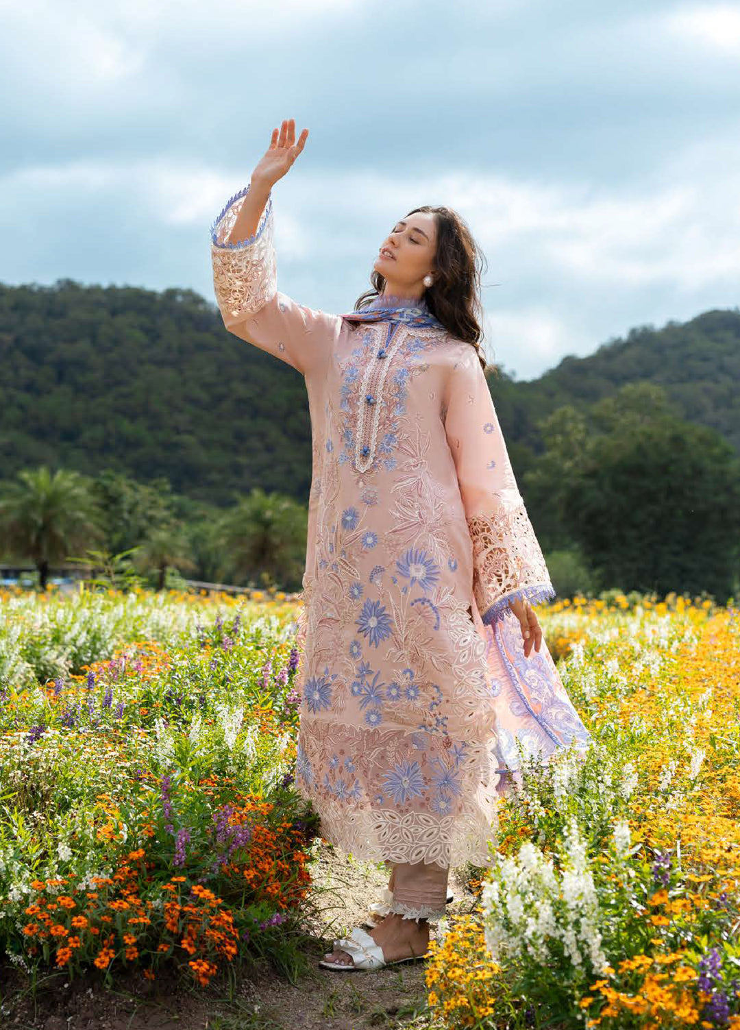 The Secret Garden by Mushq Hemline Unstitched Lawn 3 Piece Suit MU26USG D-12A Bloom Sonata - Summer Collection