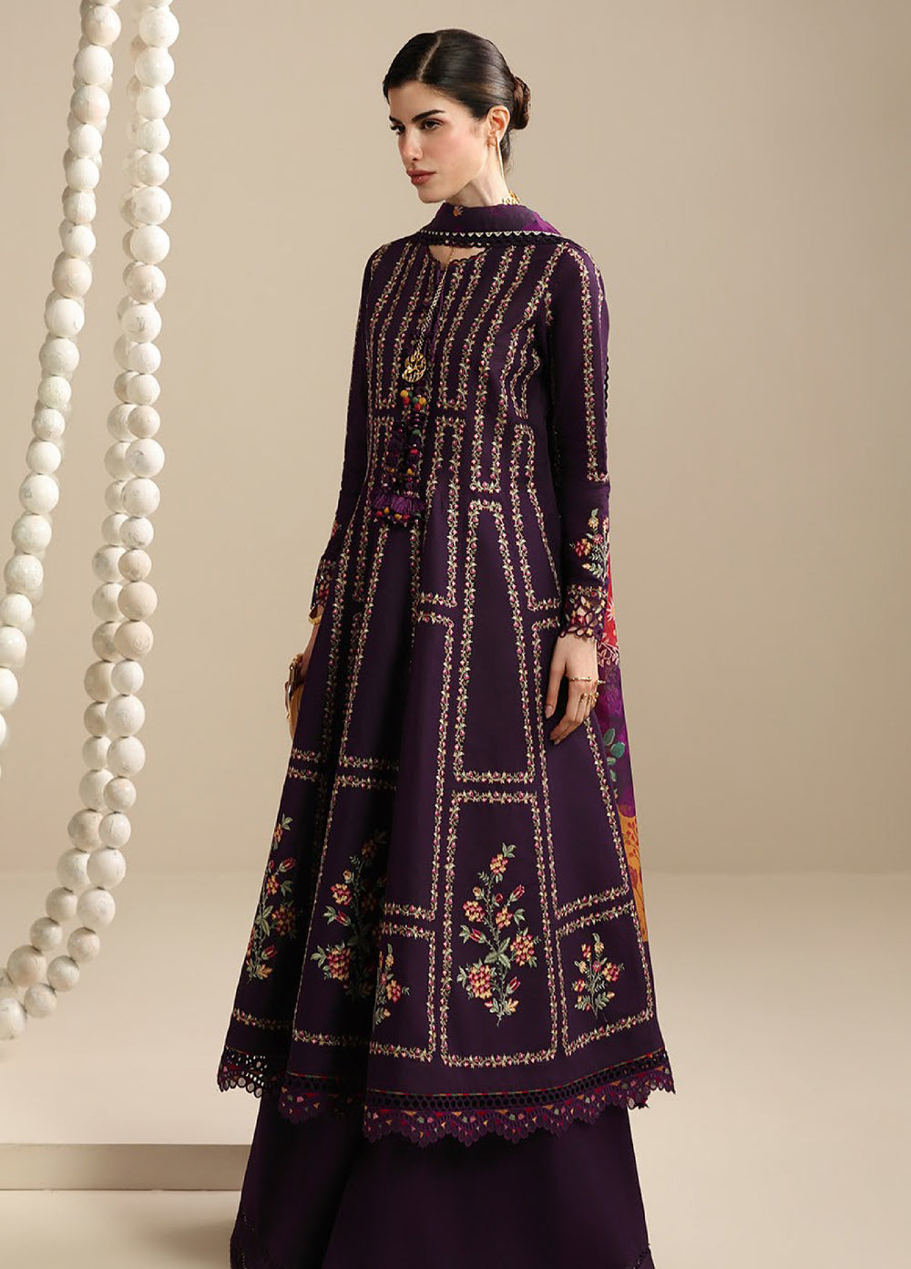 Iris by Jazmin Unstitched Embroidered Lawn 3 Piece Suit JZ26ULI IL26-D06 - Eid Collection
