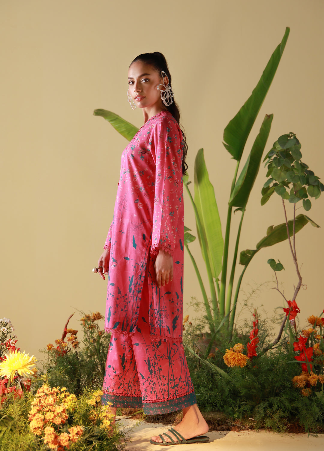 Sahar Unstitched Printed Cambric 2 Piece Suit SS1-26-29 Pink Poppy - Summer Collection