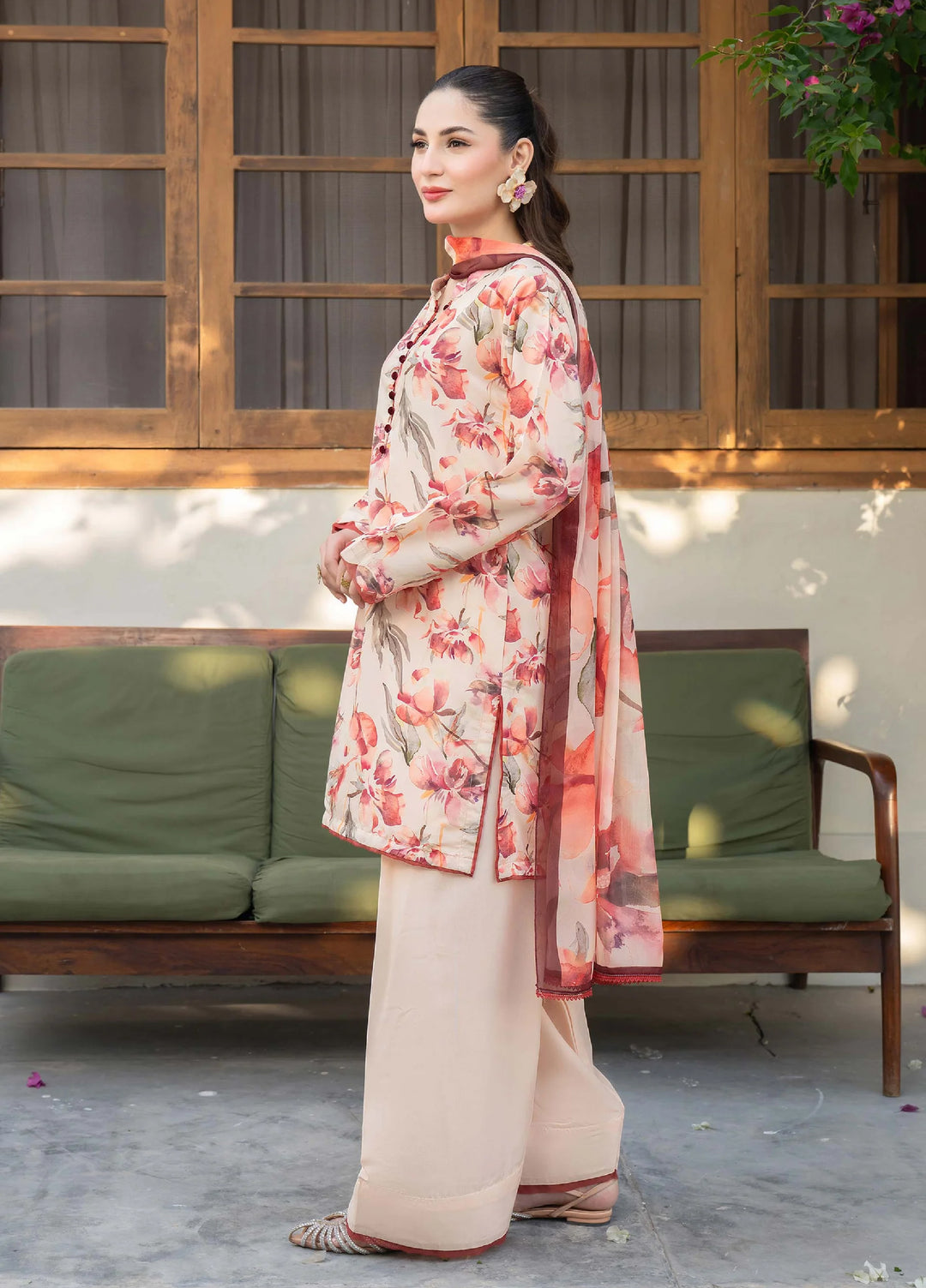 Mah e Noor Intermix by Panache 3 Piece Raw silk Coral Blush - Winter Collection