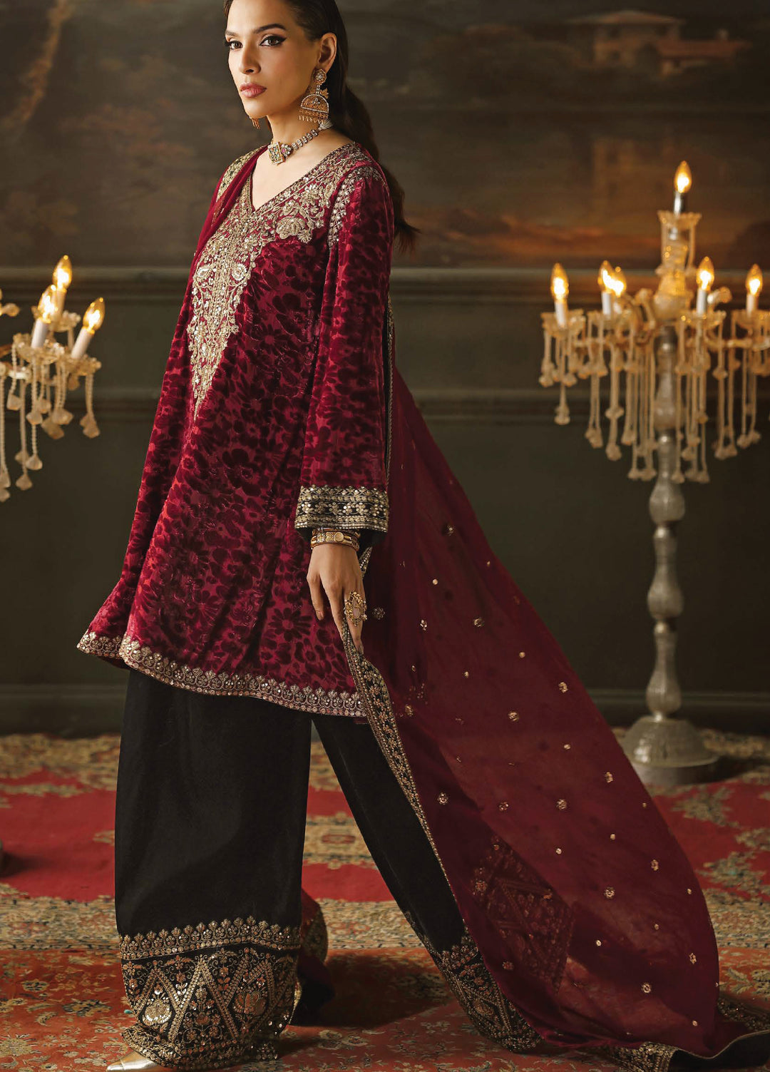 Signora by Charizma Unstitched Velvet Embroidered Suits 3 Piece CRZ25SV CVT5-15 - Festive Collection