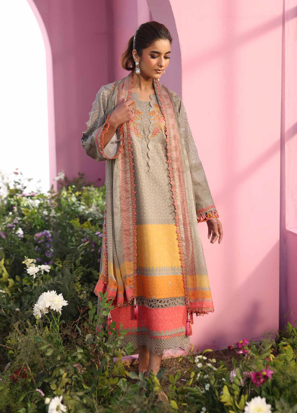 Combination by Charizma Unstitched Embroidered Lawn 3 Piece Suit CHR26UCL CC6-15 - Summer Collection