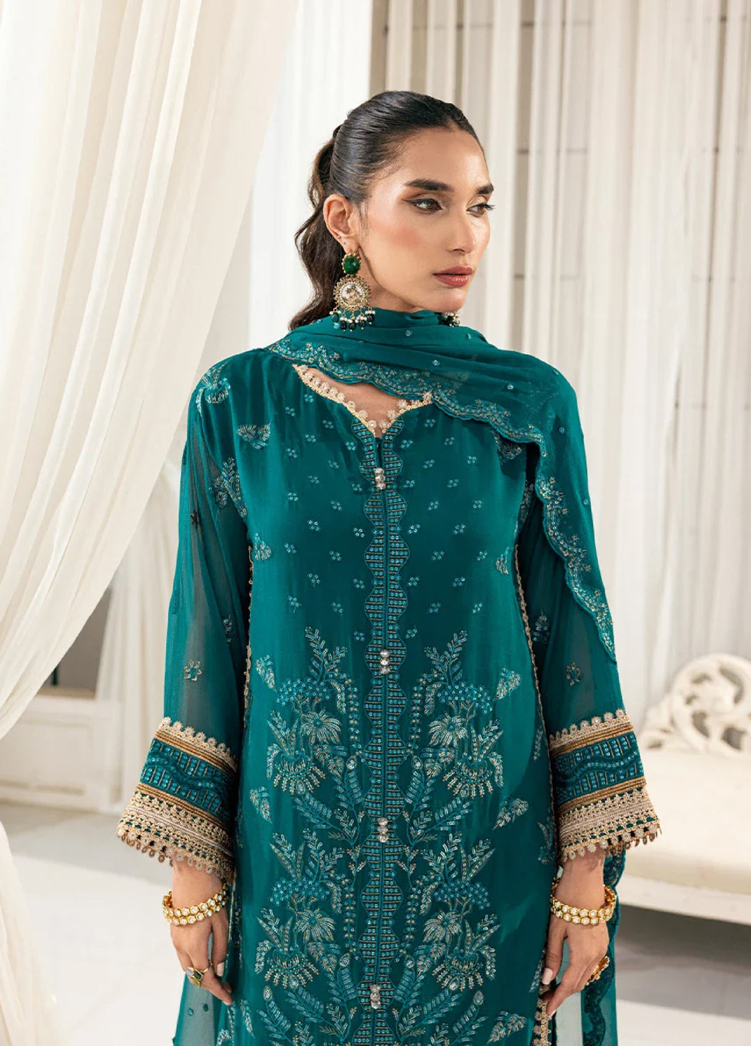 Signature by Salitex Embroidered Chiffon Suits Unstitched 3 Piece SUNS7CH045UT - Summer Collection