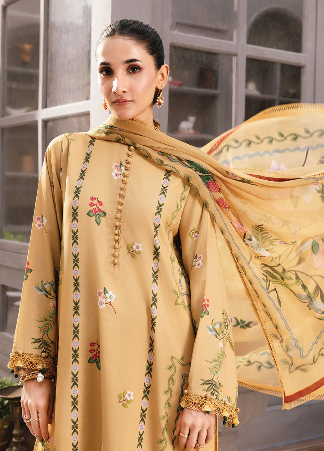 M Basics By Maria B Unstitched Digital Printed Linen 3 Piece MB25UW 1105-B - Winter Collection