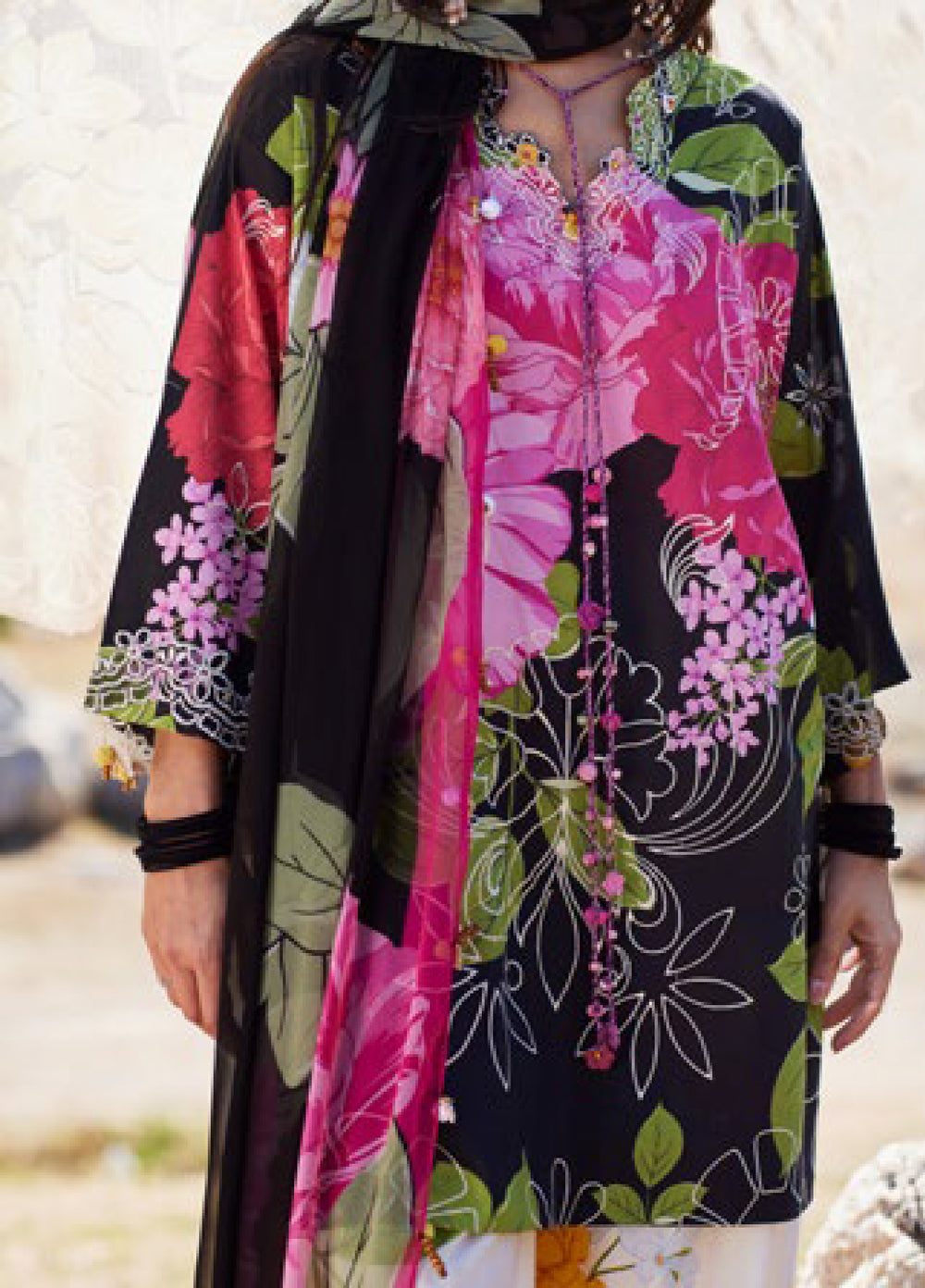 Meili by Zaha Unstitched Embroidered Lawn 3 Piece Suit ZK26UML ZL26-13A - Festive Collection