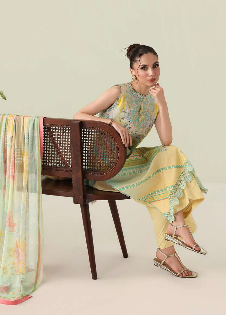 Rosette by Roheenaz Unstitched Lawn Embroidered 3 Piece Suit RNZ26UR Bloomed Muse-7B - Summer Collection