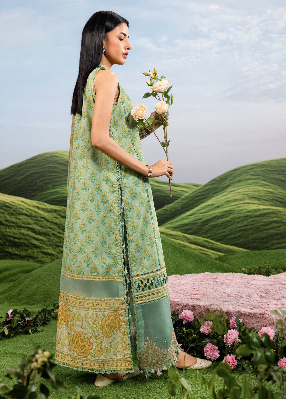 M Basics by Maria B Unstitched Embroidered Lawn 3 Piece Suit MB26SSEL MB-CUSV14-12B - Eid Collection