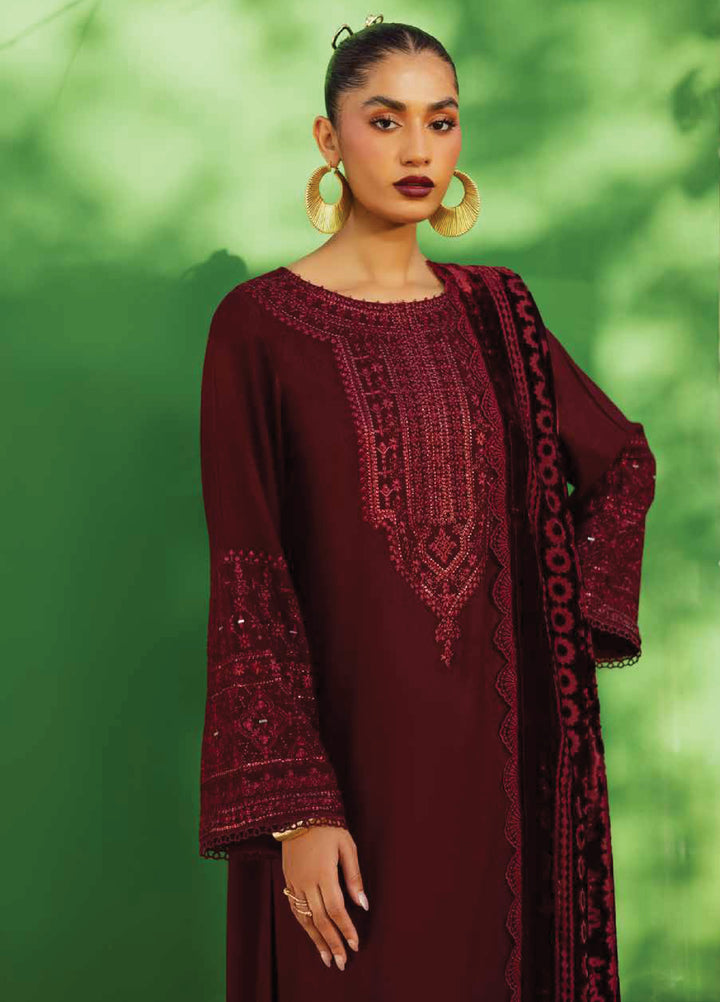 Nureh Exclusive Unstitched Luxury Palachi Embroidered  Leather Peach Suits 3 Piece NU25PS NE-189 - Winter Collection