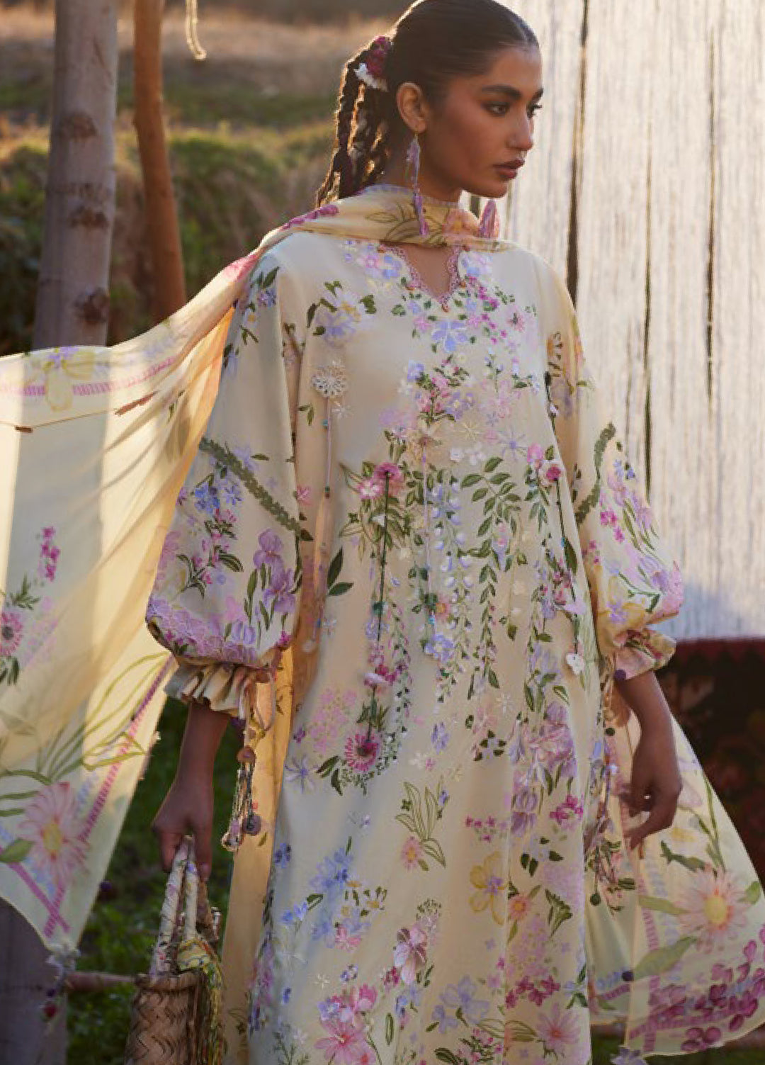 Meili by Zaha Unstitched Embroidered Lawn 3 Piece Suit ZK26UML ZL26-12B - Festive Collection