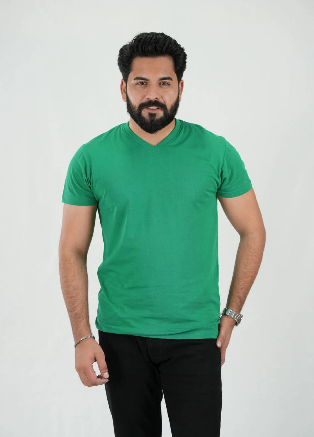 Mercato RTW Solids Cotton 1 Piece Green V Neck Shirt