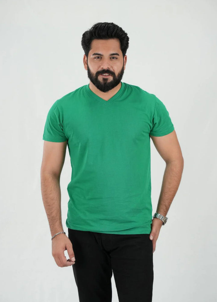 Mercato RTW Solids Cotton 1 Piece Green V Neck Shirt