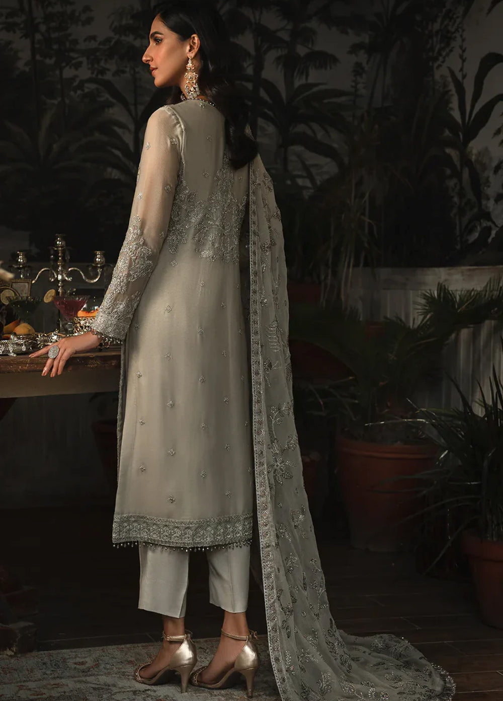 Zarif Women Unstitched Embroidered Chiffon 3 Piece Suit ZR26UFC ZLR 05 SANDY - Festive Collection