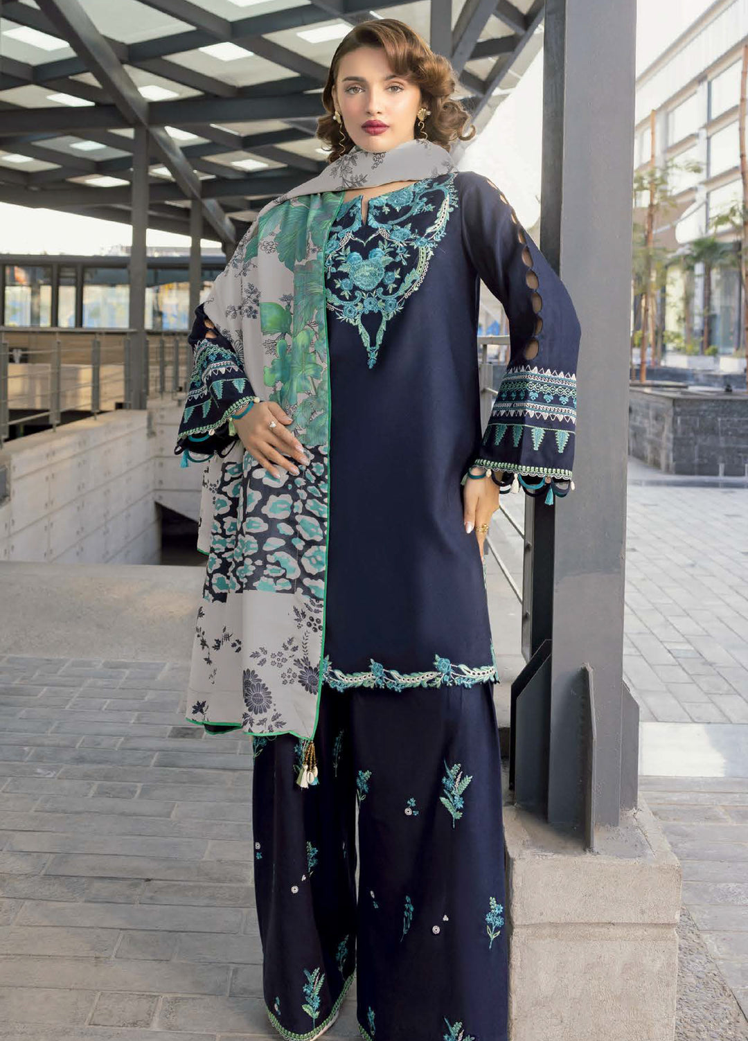 Poshima by Charizma Unstitched Embroidered Peach Leather Suits 3 Piece CHR26PU PSW5-23 - Winter Collection