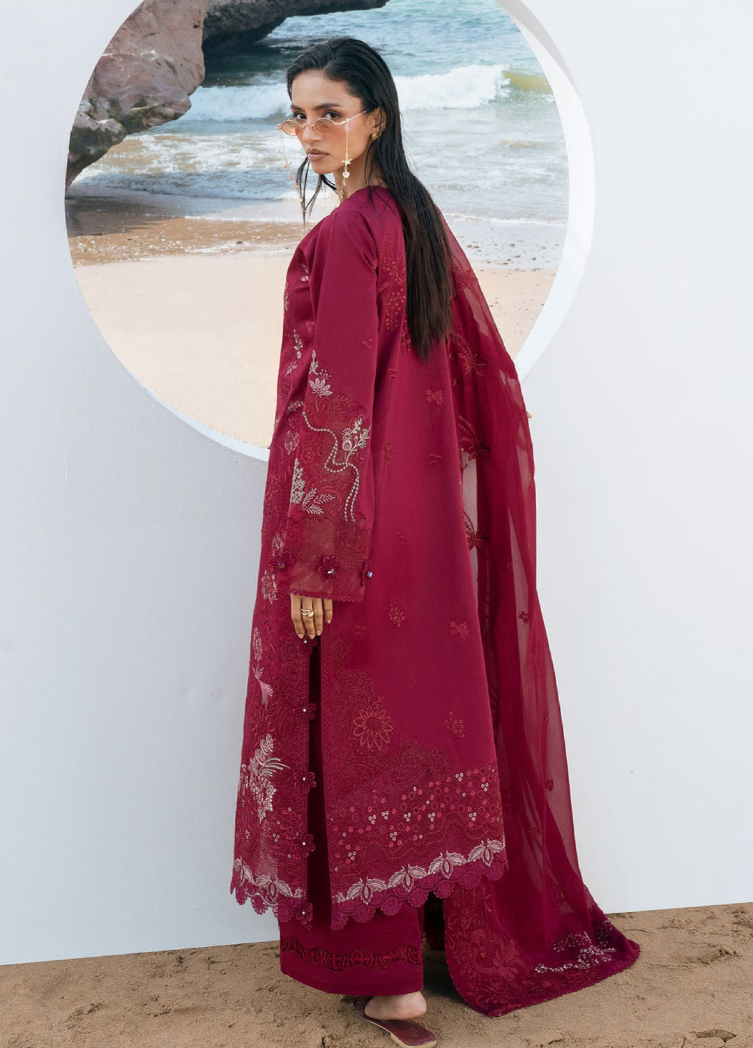 Florent Unstitched Embroidered Luxury Lawn 3 Piece Suit FL26UL FL-7A - Festive Collection