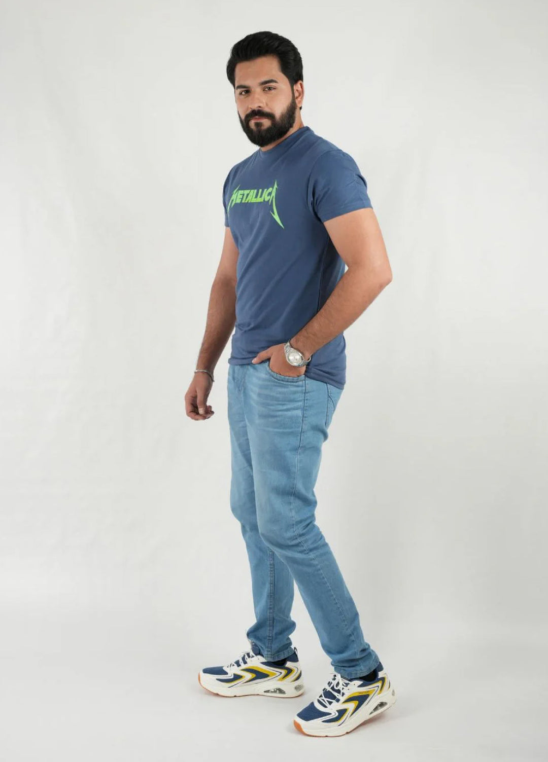 Mercato RTW Solids Cotton 1 Piece Round Neck Navy Blue Shirt