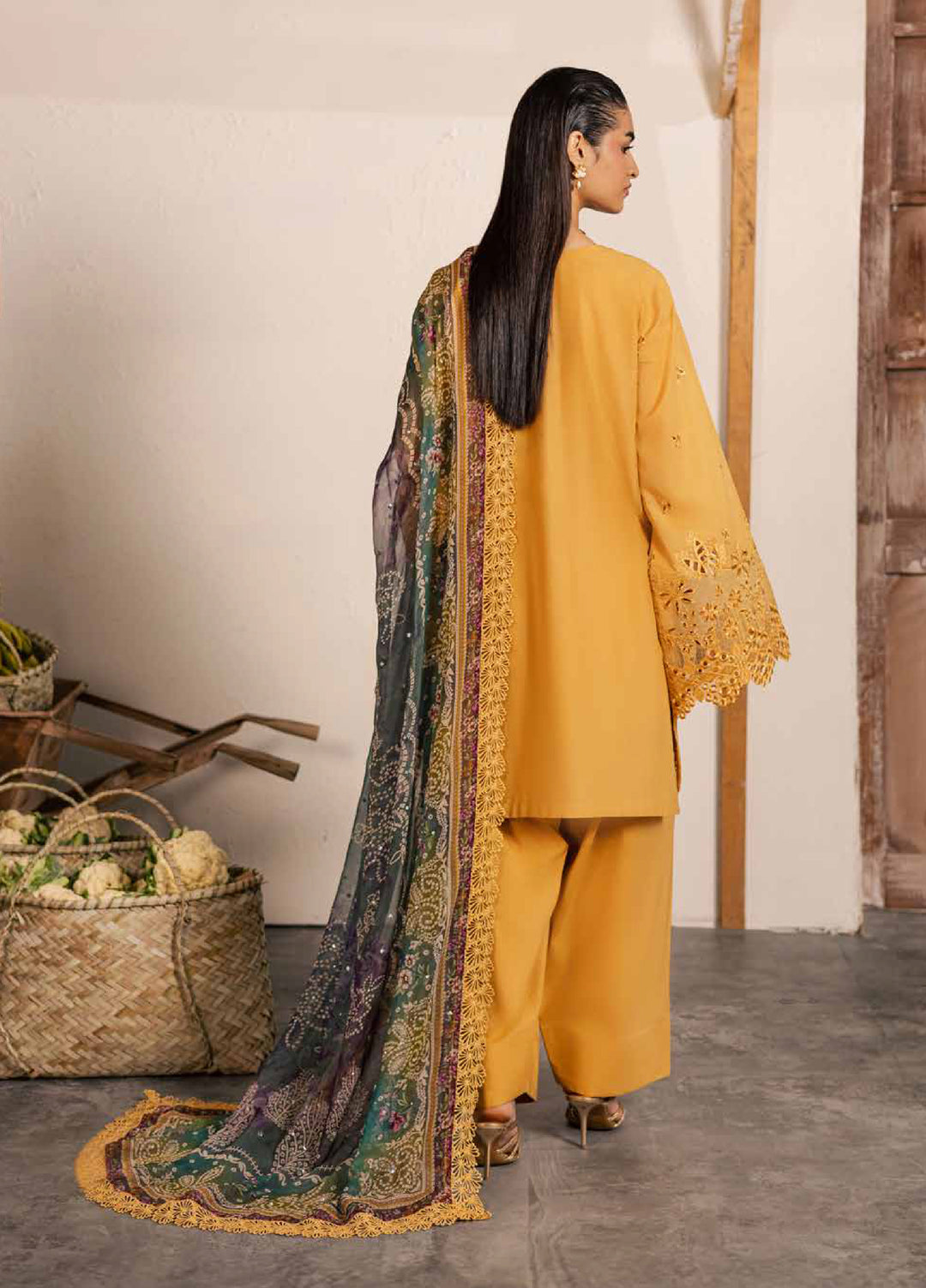 Bazar by Nureh Unstitched Chikankari Lawn 4 Piece Suit NU26UNL NE-254 - Eid Collection