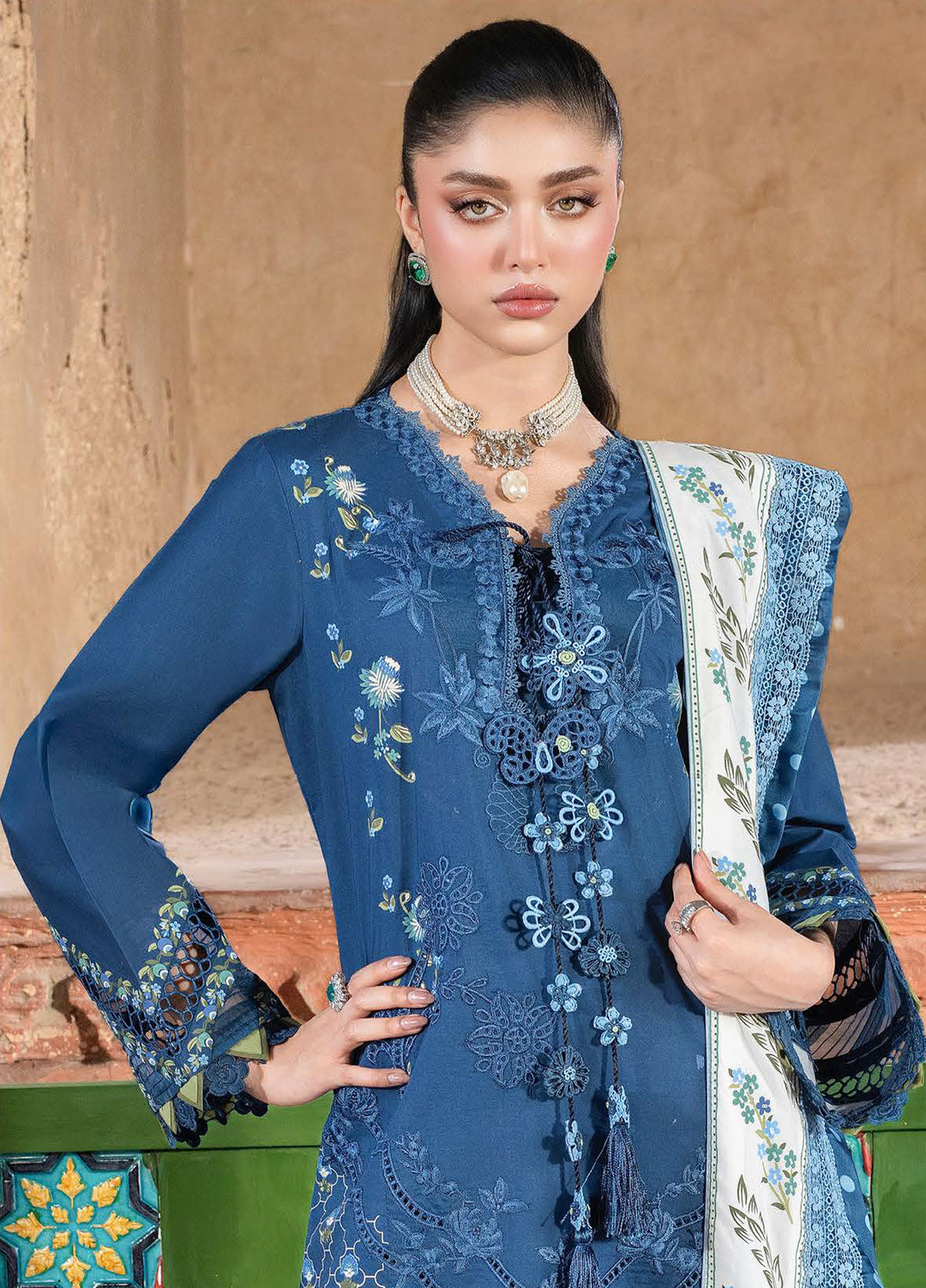Bloom by Saira Shakira Unstitched Embroidered Lawn 3 Piece Suit SSR26ULB LILY-02B - Eid Collection