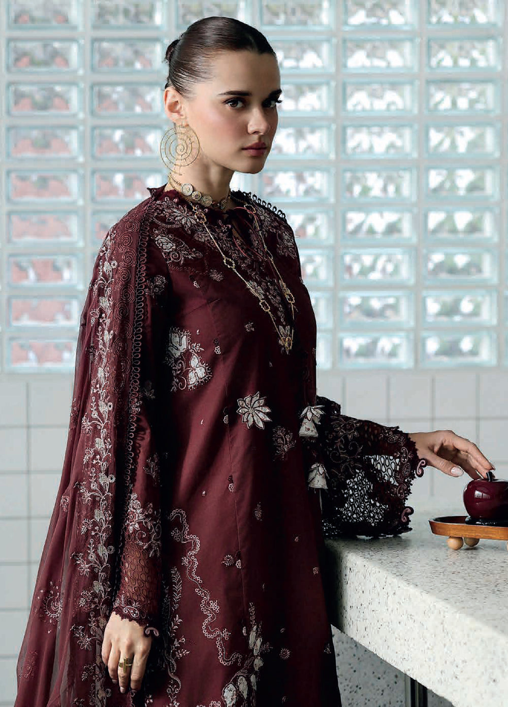 Qalamkar Chikankari Unstitched Embroidered Lawn 3 Piece Suit QLK26UCL CM-01 Eshal - Summer Collection