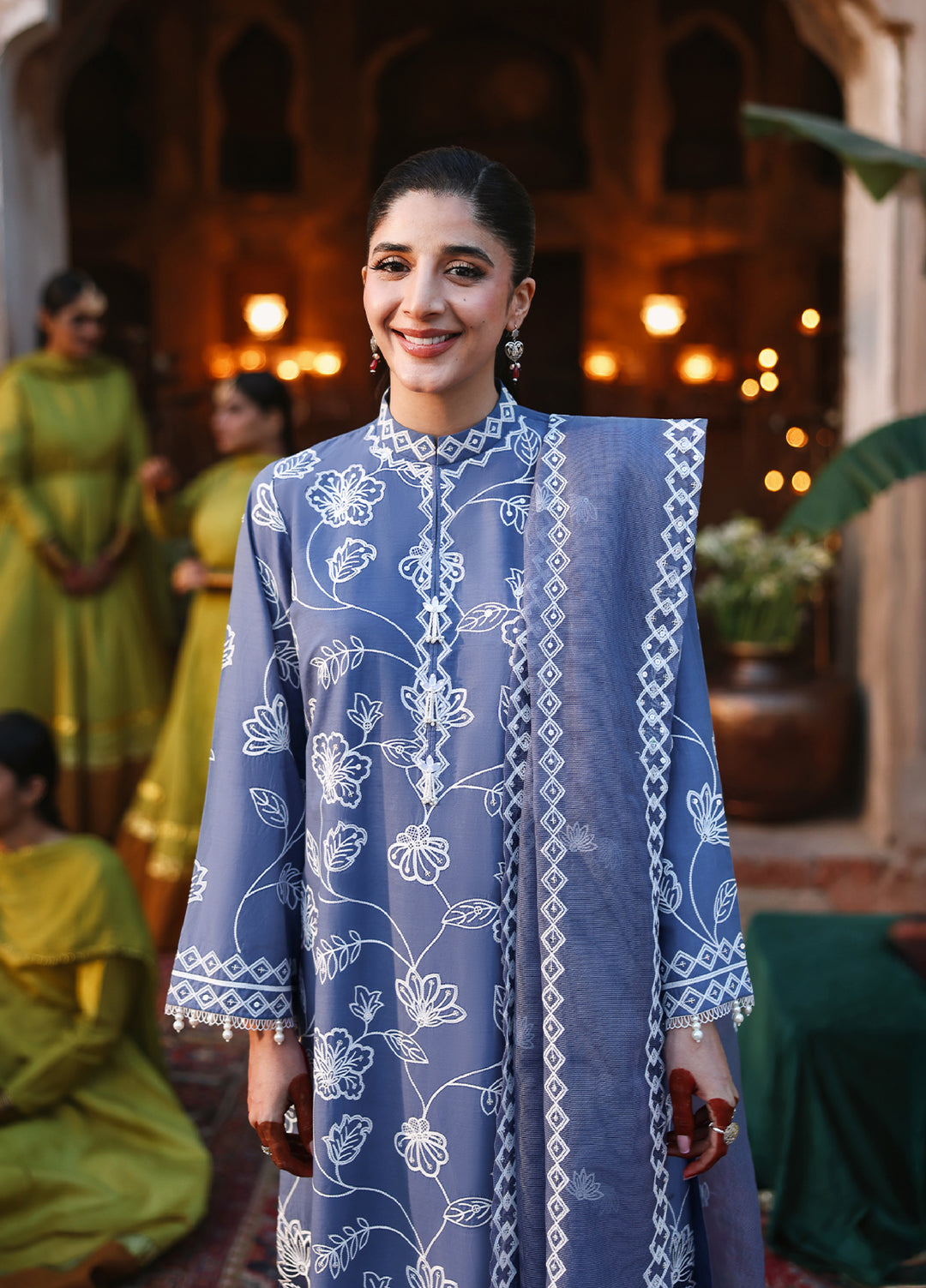 Cross Stitch Unstitched Embroidered Premium Lawn 3 Piece Suit CS26UCPL D3 ETHNIC BLUE - Eid Collection