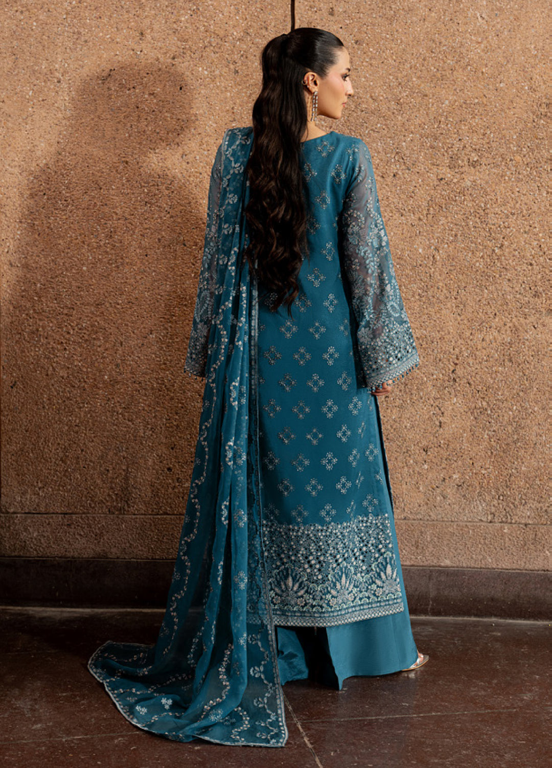 Lazawal by Lavish Premium Unstitched Embroidered Chiffon 3 Piece Suit LVP26UCL Teal Essence - Festive Collection