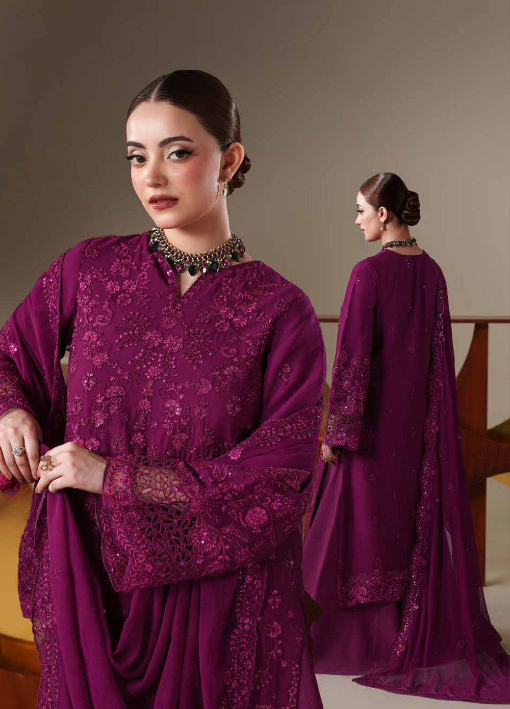 Nouvelle by Emaan Adeel Unstitched Embroidered Chiffon 3 Piece Suit EA26UNC Thea - Festive Collection