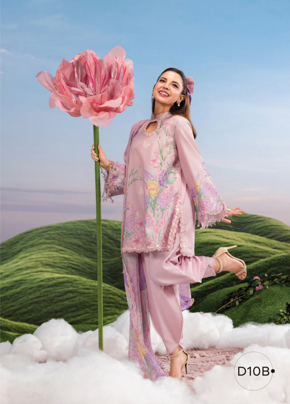 M Basics by Maria B Unstitched Embroidered Lawn 3 Piece Suit MB26SSEL MB-CUSV14-10B - Eid Collection