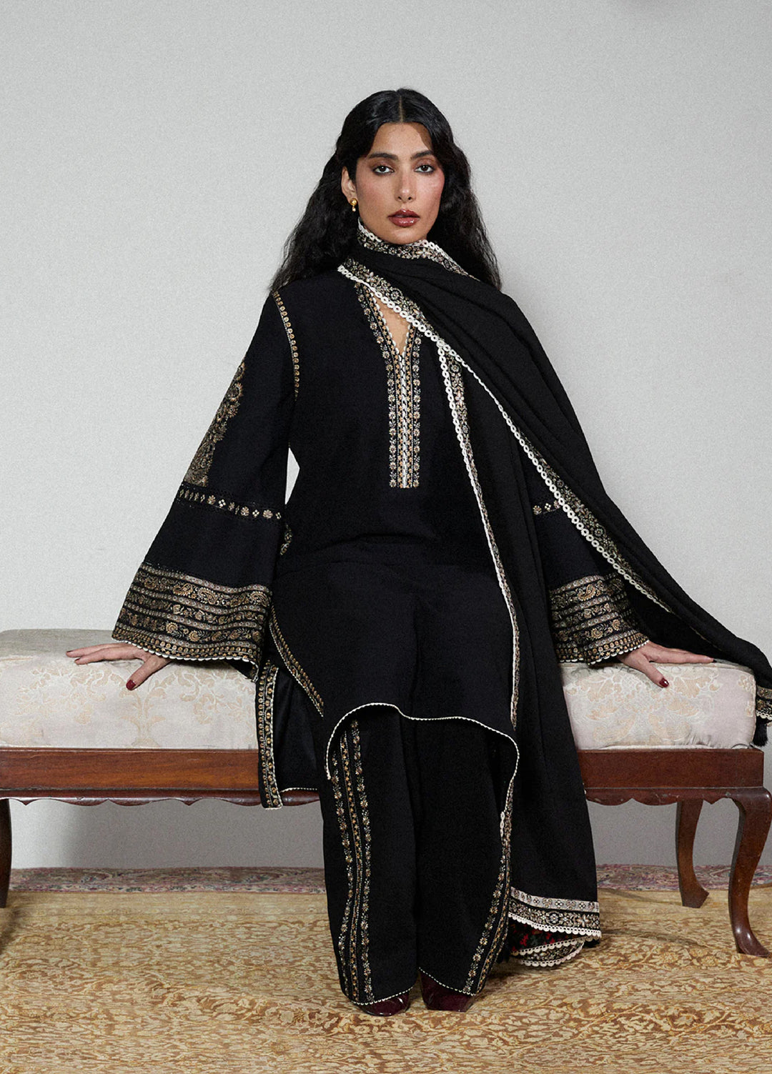 Jugnu by Hussain Rehar Unstitched Karandi Embroidered Suits 3 Piece HR25JW Tila - Winter Collection