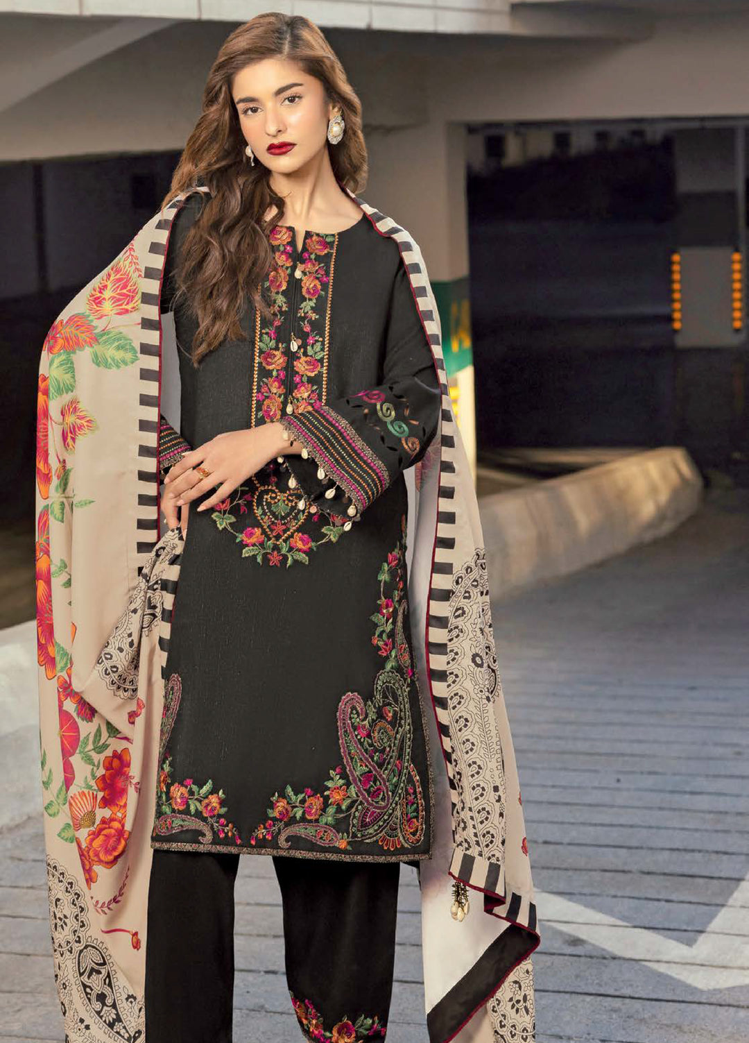 Poshima by Charizma Unstitched Embroidered Peach Leather Suits 3 Piece CHR26PU PSW5-25 - Winter Collection