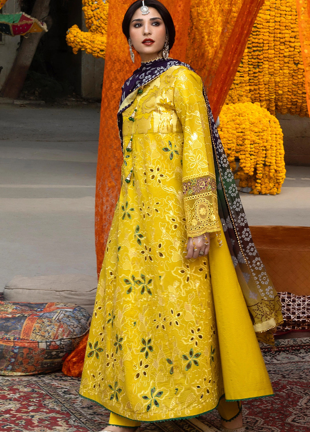 Bandhani by Al Zohaib Unstitched Embroidered Premium Lawn 3 Piece Suit AZ26UB D-4 - Summer Collection