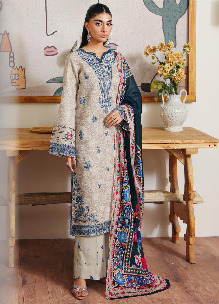 Nissa Floral Symphony by Rajbari Unstitched Lawn Embroidered 3 Piece Suit RB26UNF D-09 - Summer Collection