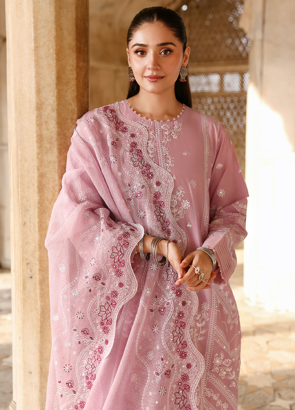 Cross Stitch Unstitched Embroidered Premium Lawn 3 Piece Suit CS26UCPL D4 LEVENDER MIST - Eid Collection