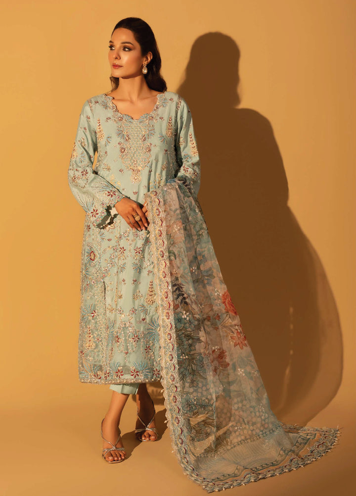 Aylin Unstitched Raw Silk Embroidered Suits 3 Piece AYL25US BLUE MIST - Festive Collection