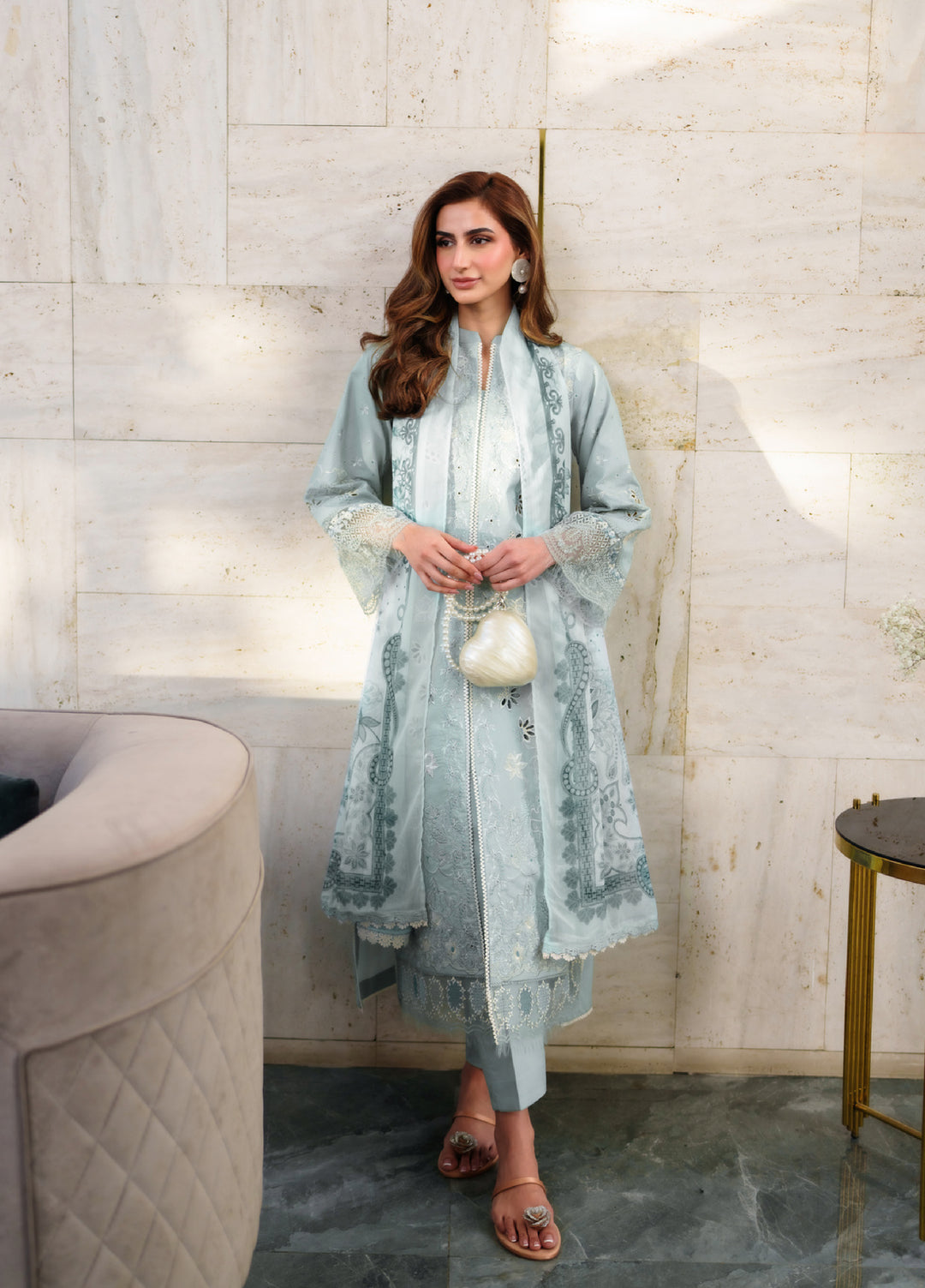 Symphony by Neeshay Unstitched Embroidered Luxury Lawn 3 Piece Suit NSH26US D-8 Sereia - Summer Collection