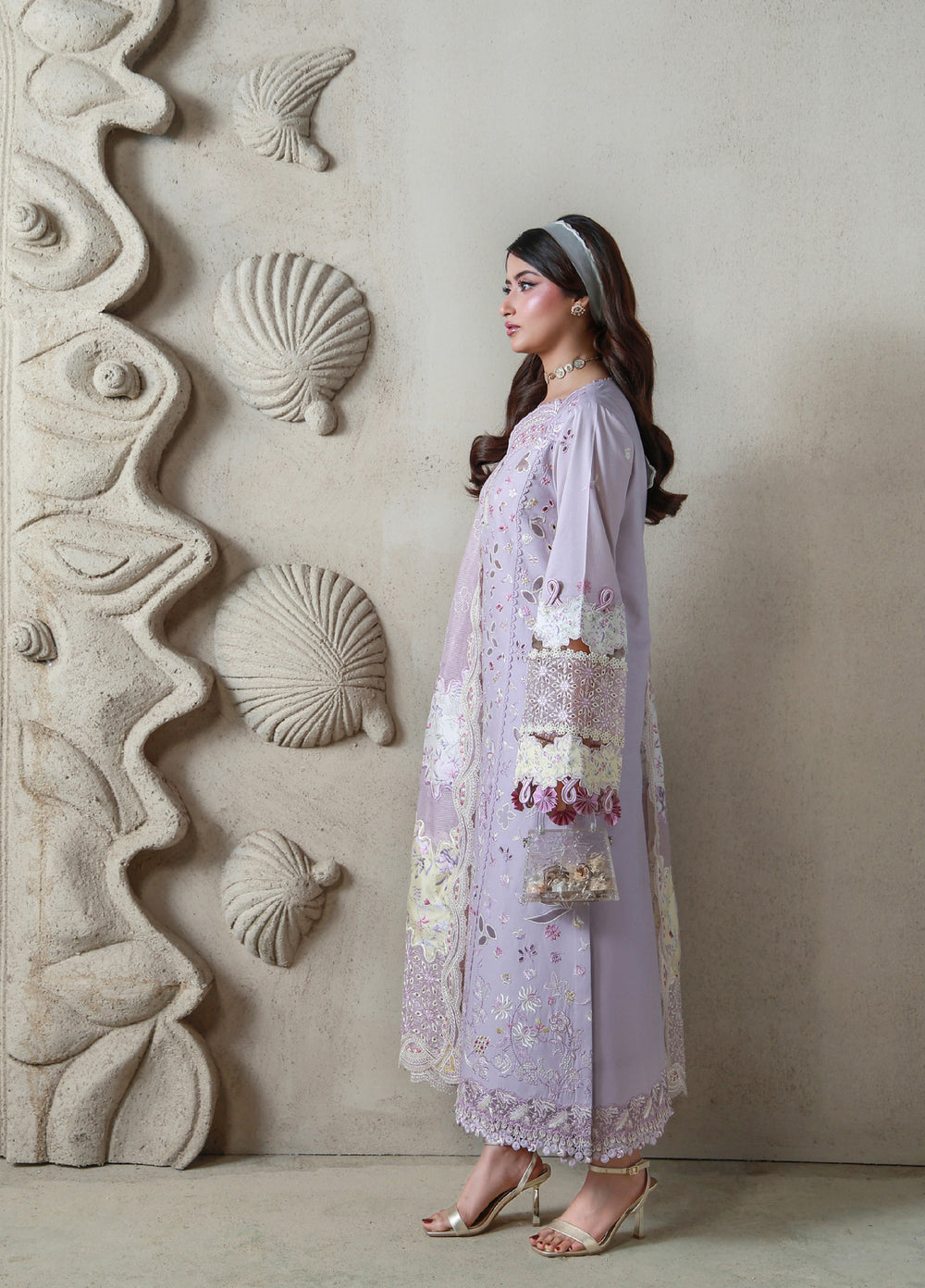 Saagar by Aabyaan Unstitched Embroidered Luxury Lawn 3 Piece Suit ABY26USL AL-1 Rania - Festive Collection