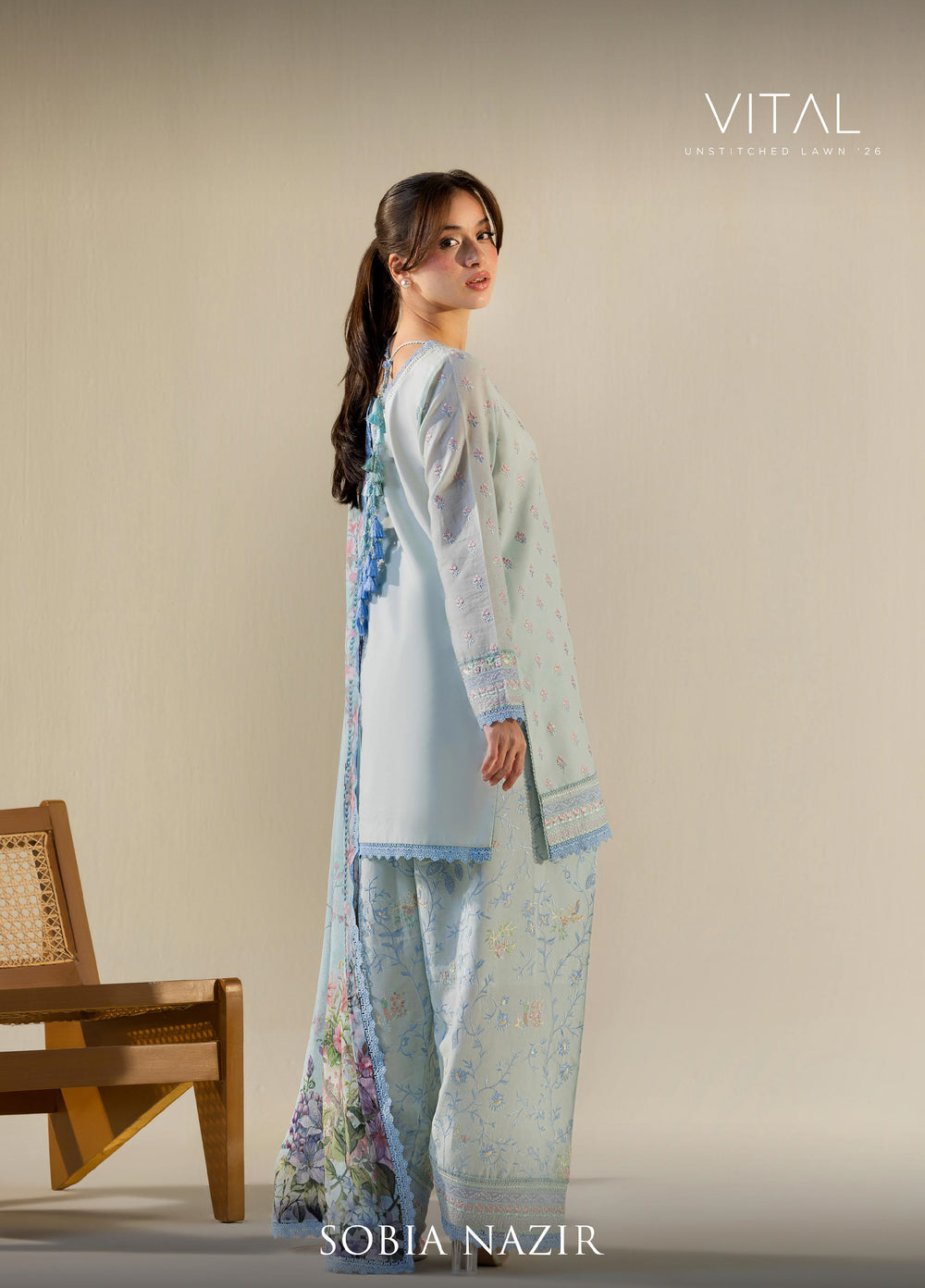 Vital by Sobia Nazir Unstitched Embroidered Lawn 3 Piece Suit SN26UVL 10B - Summer Collection