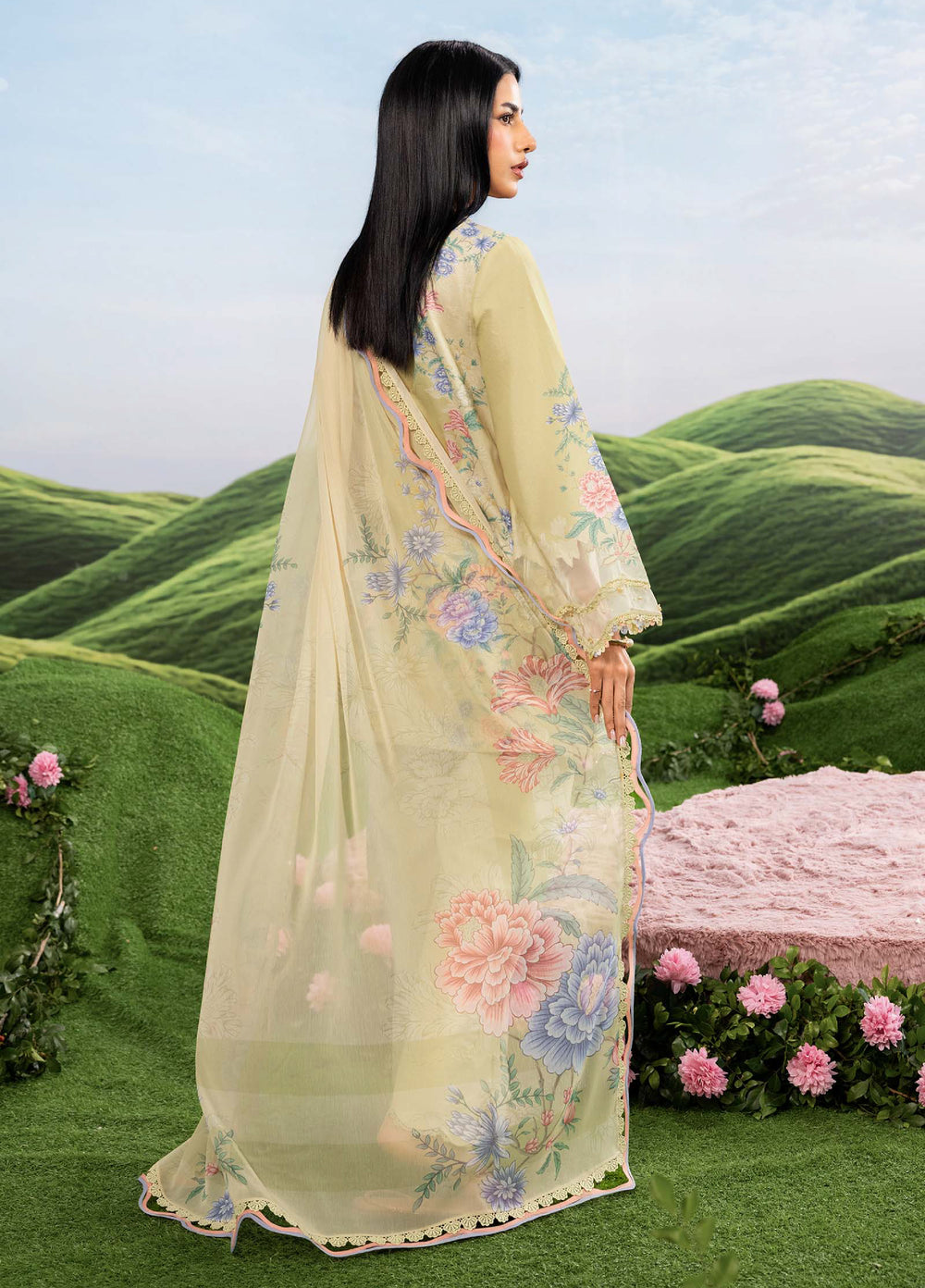 M Basics by Maria B Unstitched Embroidered Lawn 3 Piece Suit MB26SSEL MB-CUSV14-11A - Eid Collection