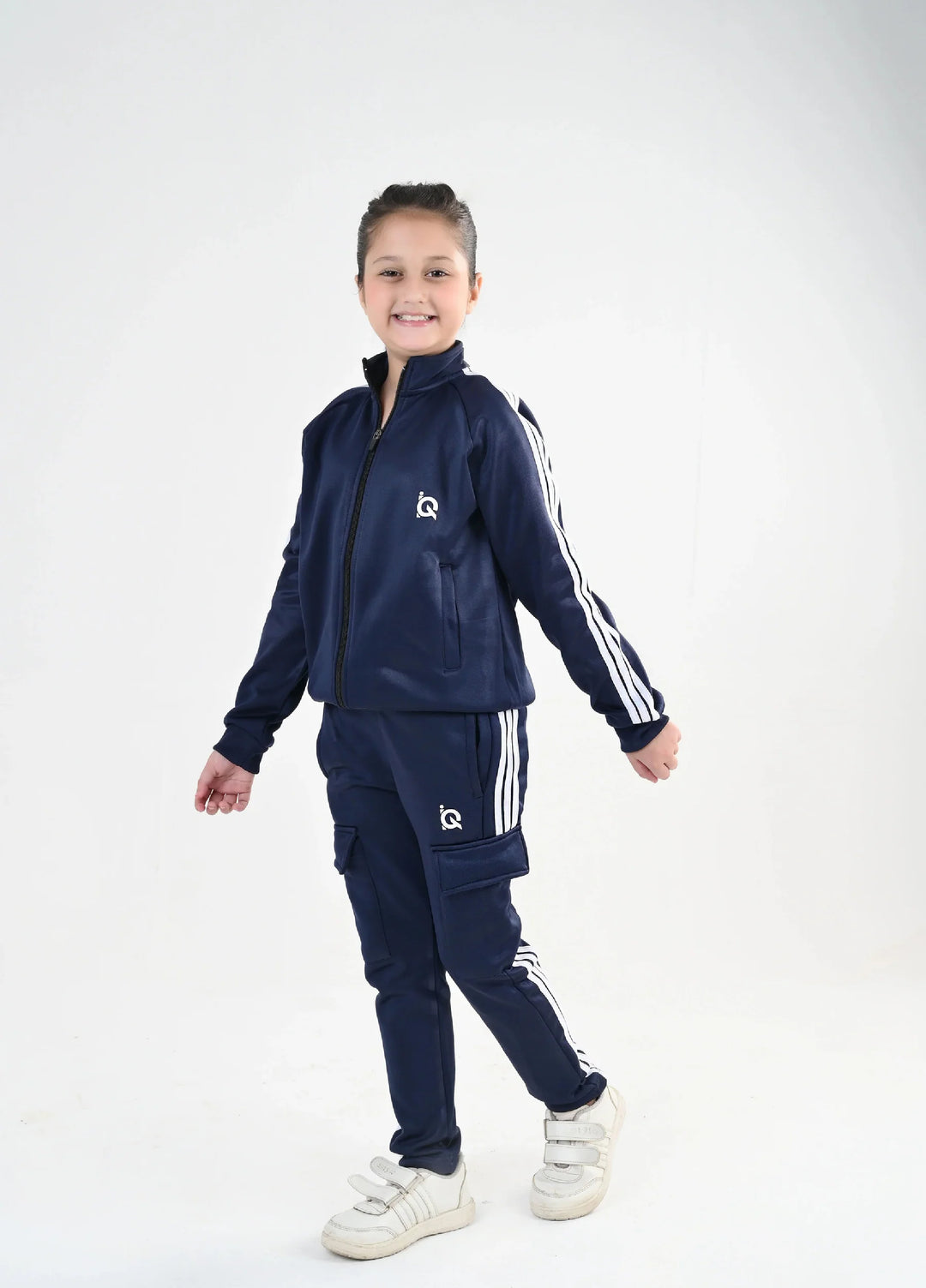 IQ Exclusive Kids Track Suit Fleece 2 PieceNavy Streak Zipper-Unisex Kids - Winter Collection