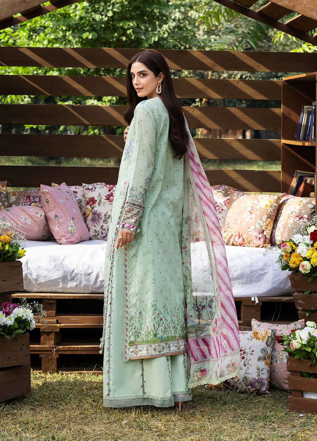 Elaf Premium Chikankari Unstitched Printed Lawn 3 Piece Suit EL26UPC ERC-7B NAHL - Summer Collection