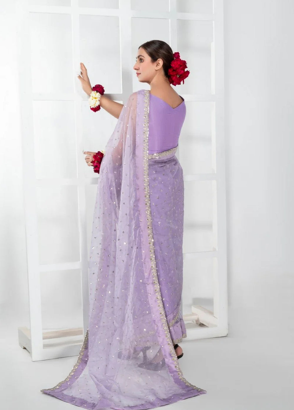 Luxe by Imran Aftab Unstitched Embroidered Organza Saree Suit IASC 26 - Festive Collection