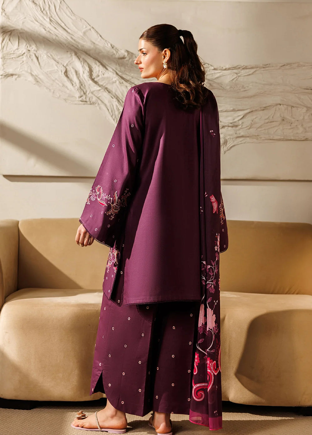 Mistfall Ramadan Edit by Panache Women RTW Embroidered Cotton 3 Piece Espresso - Casual Collection